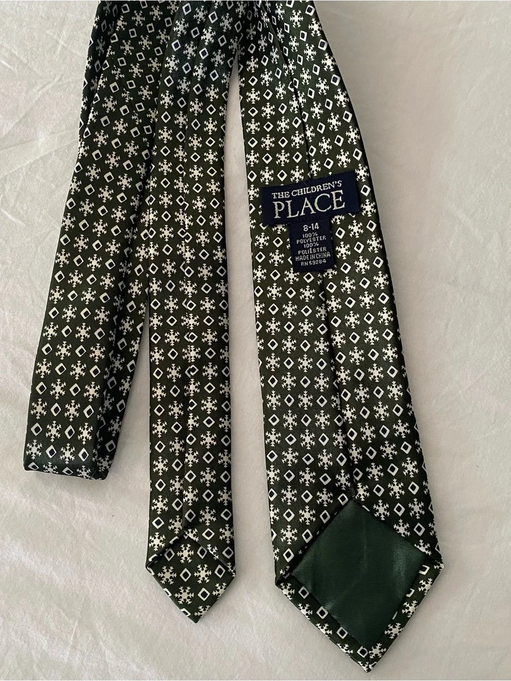 The Children's Place Boys 8-14 Neck Tie Holiday Green Polyester Winter 3x24”